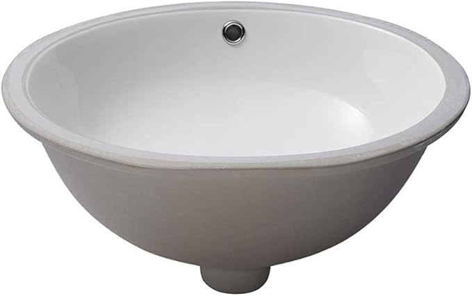 Undermount Bathroom Sink 19x16 Inch White Porcelain Ceramic Lavatory Vanity Sink with Overflow, Under Counter Bathroom Sink, Oval Undermount Vessel Sink for Bathroom