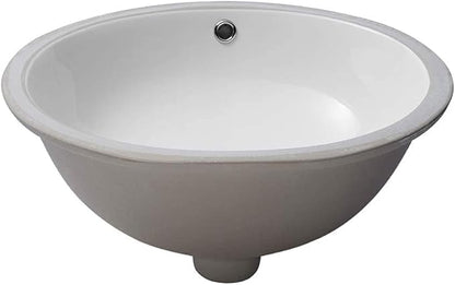 Undermount Bathroom Sink 19x16 Inch White Porcelain Ceramic Lavatory Vanity Sink with Overflow, Under Counter Bathroom Sink, Oval Undermount Vessel Sink for Bathroom