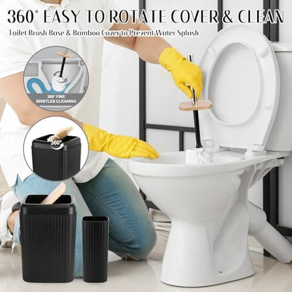XLHOMO Black Bathroom Accessories Set 17PCS Bathroom Set with 3PCS Soap Dispenser Bathroom Accessory Set Black Trash Can for Bathroom Decor