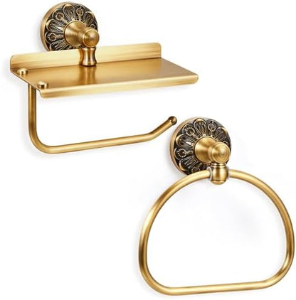2 Pcs Antique Toilet Paper Holder Hand Towel Ring, Style 2