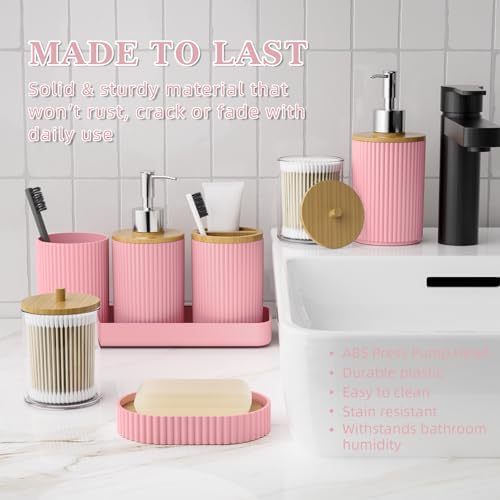 Pink Bathroom Accessories Set with Shower Curtain and Rugs, Decor