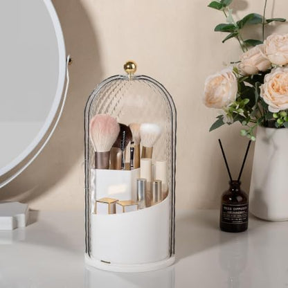 Toothbrush Holder with Cover for Bathroom Countertop, Organizer, White