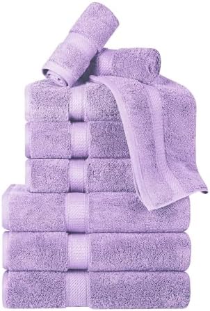 Superior Egyptian Cotton 800 GSM Plush & Absorbent, 9 Piece Set, Purple