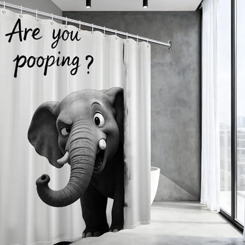 Extra Tall Shower Curtain XL Funny Elephant, 70 x 96 Inchs