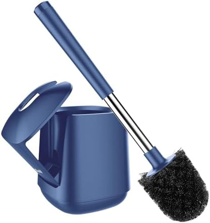SetSail Toilet Brush and Holder, Self Closing Lid Toilet Bowl Brushes Holder and Extra Long Handle Ventilated Toilet Brush Set for Bathroom Cleaning, Nylon Bristles, Dark & Blue