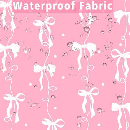 Bow Shower Curtain for Bathroom, Teen Girls Theme, Light Pink, 72x72In
