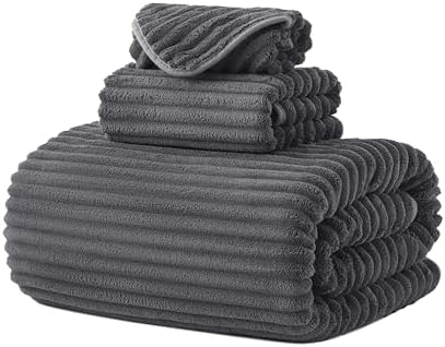 3 Pack Bath Towel Set, 40"x80" Oversized Bath Sheet, Charcoal Gray