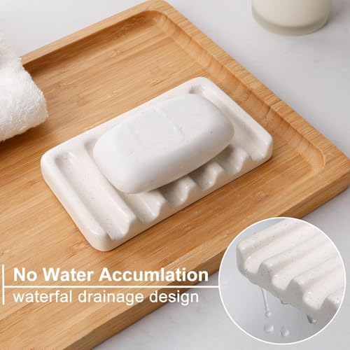 BosilunLife Striped Beige Ceramic Bathroom Accessories Set of 4