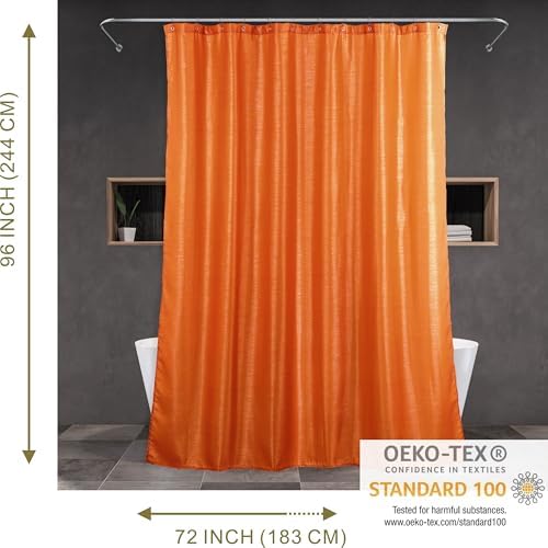 Orange Glitter Shower Curtains for Bathroom: Waterproof Washable 96"Lx72"W