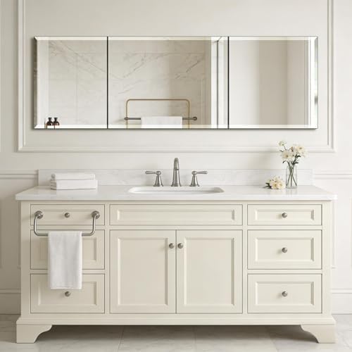Frameless Full Length Mirror for Wall, 55x16 Inch Bathroom Vanity Mirror