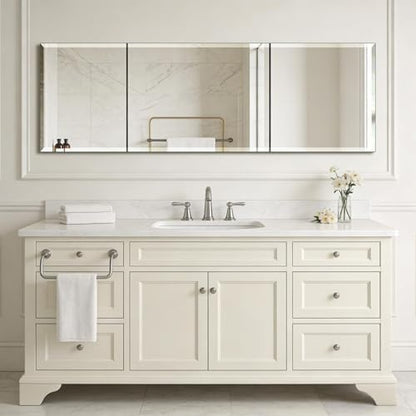 Frameless Full Length Mirror for Wall, 55x16 Inch Bathroom Vanity Mirror