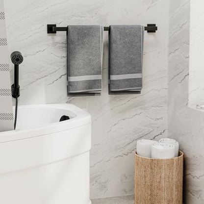 24 Inch Matte Black Towel Bar, Square Base Bathroom Towel Rack, Towel Holder Wall Mounted, Thicken SUS304 Stainless Steel Towel Rod Modern Home Decor (Total Length 26-Inch)