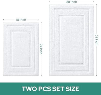 HOMEIDEAS Bathroom Rugs Sets 2 Piece, Super Soft Non Slip Bath Mat White