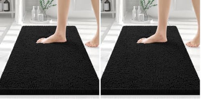 Smiry Bathroom Rugs 24X16, Luxury Chenille Extra Soft Absorbent Bath Mat (Pack of 2)