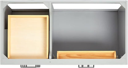 ARIEL Hepburn 42-inch Bathroom Vanity Base Cabinet,Solid Wood, 2 Soft Closing Doors, 5 Dovetail Drawers, Grey