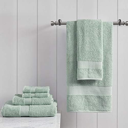 Madison Park Organic Cotton Bath Towel Set Absorbent, 6 Piece, Seafoam
