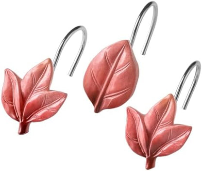 Terracotta Plant Leaf Shower Curtain Hooks,Eucalyptus Bathroom Decor,12PCS