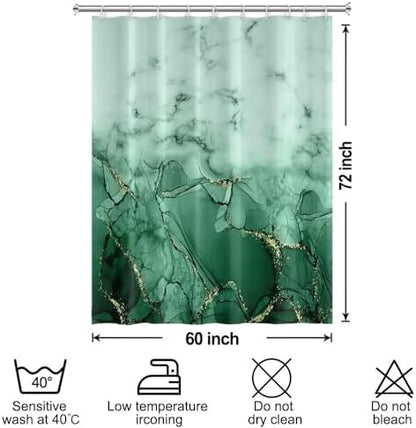 Green Marble RV Stall Waterproof Shower Curtain 60x72 inches
