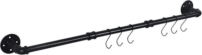 HouseAid 36 Inch Industrial Pipe Towel Bar, Farmhouse Iron Hand Towel Holder, Vintage Style Towel Rod for Bathroom, Wall Mounted, Matte Black (Hook Included)