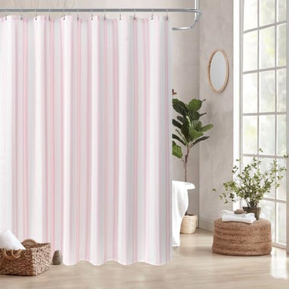 ORTIGIA 3 in 1 Waterproof Shower Curtain PEVA Liner Set 72x84 Inch,Pink