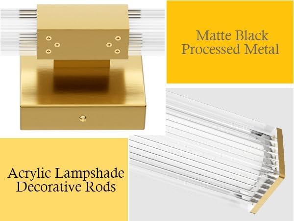 Ralbay 48inch Gold Bathroom Vanity Lights Bar 36W Modern LED Gold Vanity Light Fixtures Over Mirror(5500K White Light)