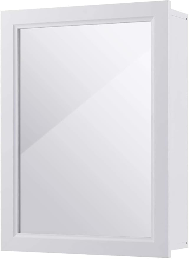LDAILY LUARANE Bathroom Medicine Cabinet with Mirror, Wall Mounted Mirror Cabinet with Adjustable Shelf, Storage Organizer Cabinet for Bathroom Room Living Room Entryway (White)