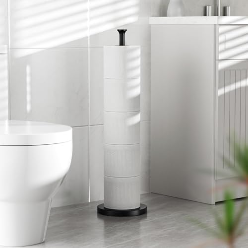 Toilet Paper Holder Stand(with Reserve Function), Free-Standing Spare Rolls Storage Holder, Stainless Steel, Modern Design