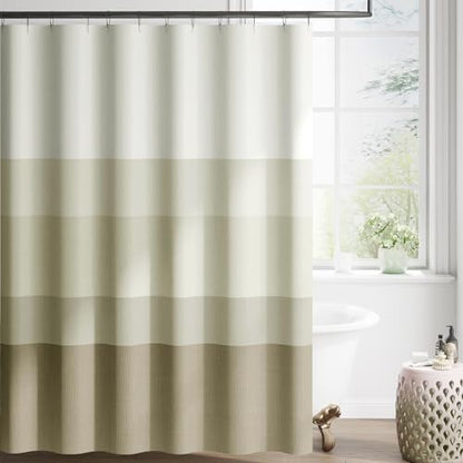 jinchan Ombre Wood Taupe Shower Curtain for Bathroom 70x72 Inch 12 Hooks