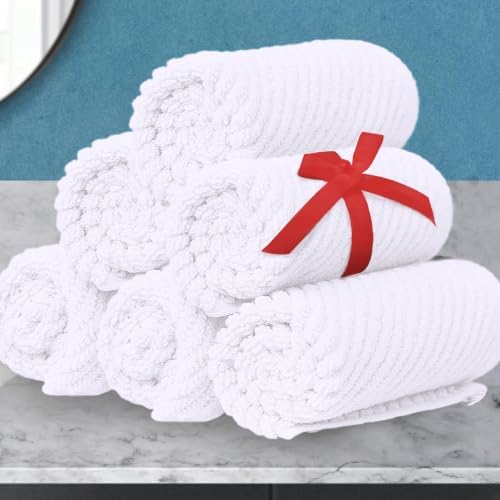 VOOVA & MOVAS White Washcloths 6PC, 100% Cotton, 13x13 in