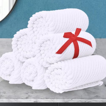 VOOVA & MOVAS White Washcloths 6PC, 100% Cotton, 13x13 in