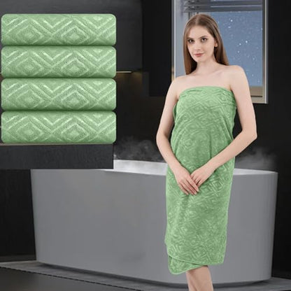 Bath Towel Set of 4 Extra Large Bath Sheet 35"x70" Oversized Bath Towel Soft Microfiber Bathroom Towel for Adults Highly Absorbent Quick Dry Towel Set for Bathroom,Hotel,Shower Towel Bath Sheet Green