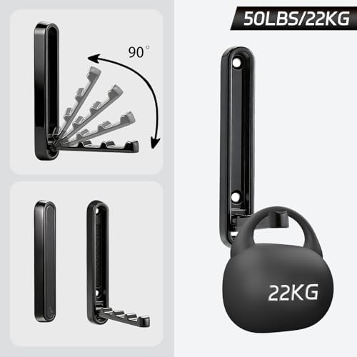 4.33 in Extended Folding Coat Hooks, 2 Pack Black Wall Hooks, Zinc Alloy