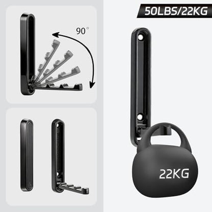 4.33 in Extended Folding Coat Hooks, 2 Pack Black Wall Hooks, Zinc Alloy