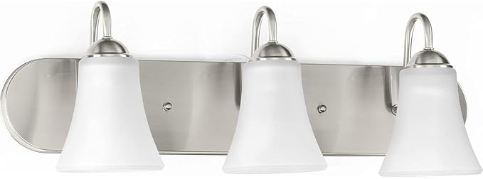 Progress Lighting Classic Collection 3-Light Etched Glass Traditional Bath Vanity Light Brushed Nickel