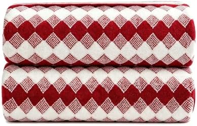 2 Pack Microfiber Bath Towels, 27×55 Inches Large Soft Quick Dry Shower Towels, Lightweight Absorbent Plaid Checkered Bath Towel Set for Bathroom, Travel, Pool, Gym, Home Use