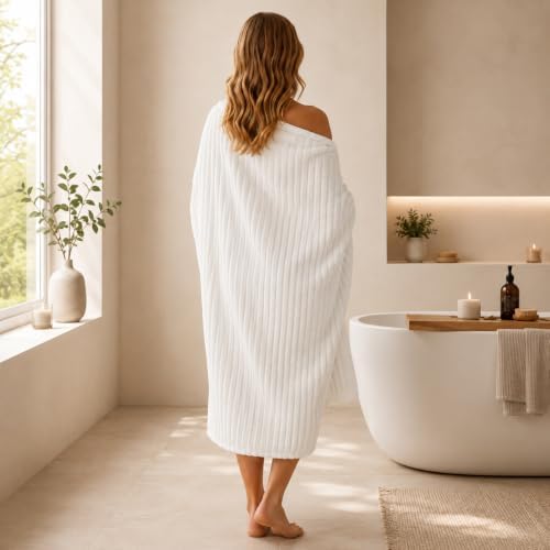 3 Pack Bath Towel Set, 40"x80" Oversized Bath Sheet, White