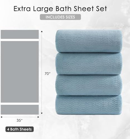 4 Piece Extra Large Bath Towel 35"x70" Oversized Bath Sheet Bath Towel Set for Bathroom Ultra Soft Cozy Highly Absorbent Quick Dry Bathroom Towel for Spa Gym Hotel,Shower Towel for Daily Use,Turquoise