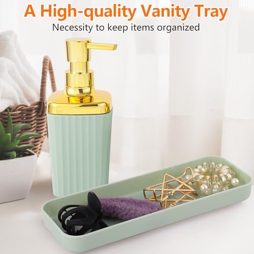 9 PCS Green Bathroom Accessories Set with Trash Can Bathroom Accessory