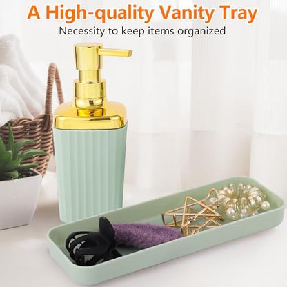 9 PCS Green Bathroom Accessories Set with Trash Can Bathroom Accessory