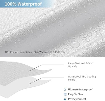 2-in-1 Fabric Shower Curtain with Waterproof Layer,60x72,White