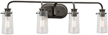 Kichler Braelyn 44" 4 Light Vanity Light with Clear Seeded Glass Olde Bronze®