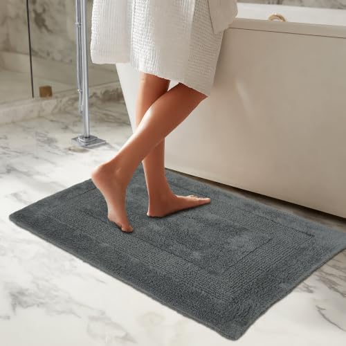 COTTON CRAFT Bath Rugs - 2 Pack Large 20x30 Soft Plush Bath Mats - Charcoal
