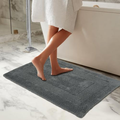 COTTON CRAFT Bath Rugs - 2 Pack Large 20x30 Soft Plush Bath Mats - Charcoal