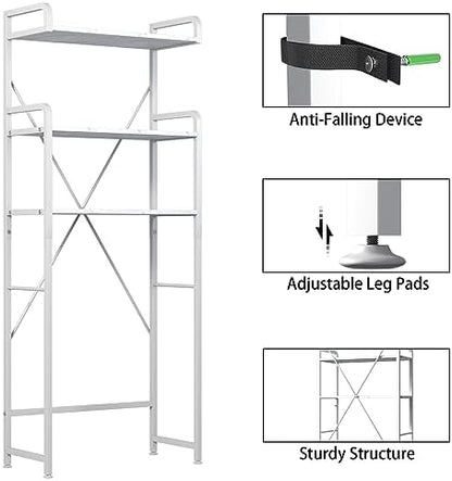 Huhote Over The Toilet Storage Rack with 3-Tier Bathroom Shelves, Space Saver Toilet Shelf, Bathroom Storage Organizer with Hooks for Over Toilet Storage and Bathroom Shelf (White Faux Marble)