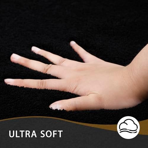 MINIDEAR Bathroom Rugs 44x24 Black- Thick Memory Foam Bath Mat, Ultra Soft & Plush Fluffy, Non-Slip, Quick Dry, Absorbent Washable Floor Microfiber Mat for Tub, Home Decor Accessories