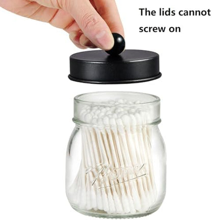 Amolliar Glass Mason Jar Bathroom Accessories Set 4 Pcs (Black)