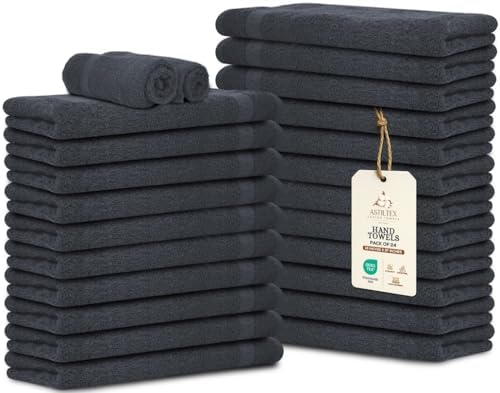 Premium 100% Cotton Hand Towels – Pack of 24, 16x27 Inch – Quick-Dry, Highly Absorbent Salon Towels for Hair Care, Gym, Spa & Bathroom – Charcoal Grey