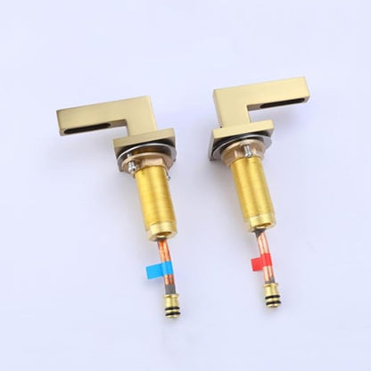3 Hole Bathroom Faucet Hot and Cold Double Handle Waterfall(Brushed Gold)