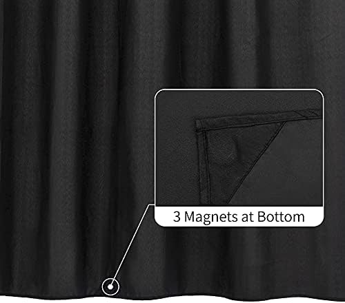 ALYVIA SPRING Waterproof Fabric Shower Curtain Soft Hotel Quality - 3 Magnets at Bottom, Premium Black Shower Curtain Liner for Bathroom, Light-Weight Cloth & Washable - 72x72, Black (Pack of 3)