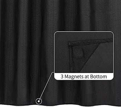 ALYVIA SPRING Waterproof Fabric Shower Curtain Soft Hotel Quality - 3 Magnets at Bottom, Premium Black Shower Curtain Liner for Bathroom, Light-Weight Cloth & Washable - 72x72, Black (Pack of 3)